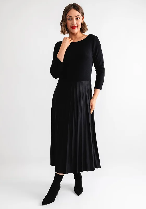 Street One Knit Pleated Midi Dress, Black