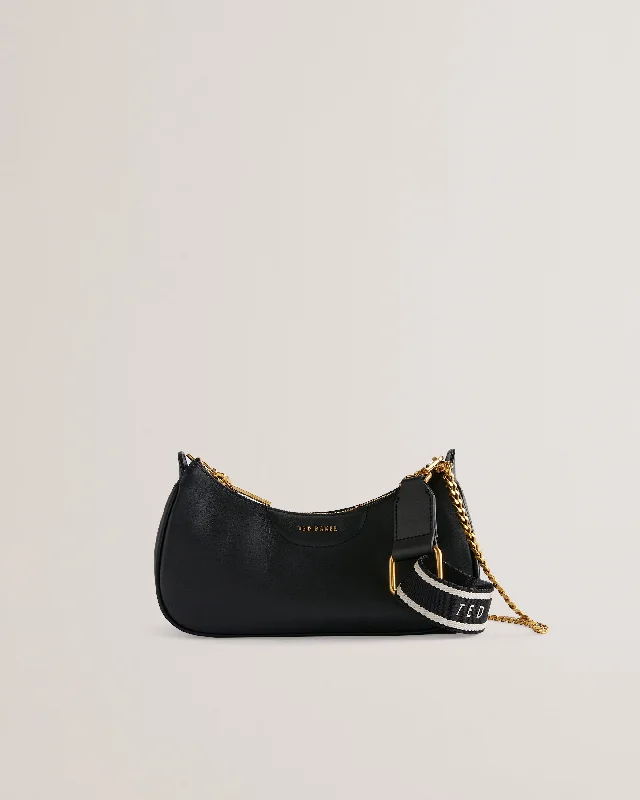 Essiy Webbing Leather Crossbody Bag Black