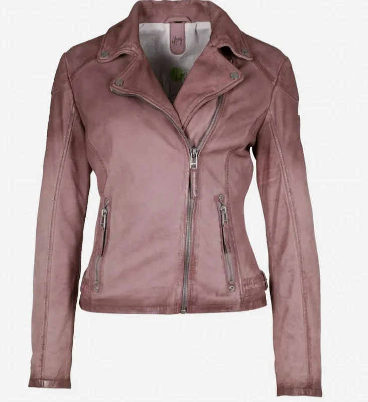 Karyn Leather Jacket In Cassis